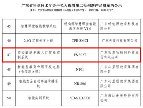 創(chuàng)新驅(qū)動！西奧入選“廣東省創(chuàng)新產(chǎn)品清單”
